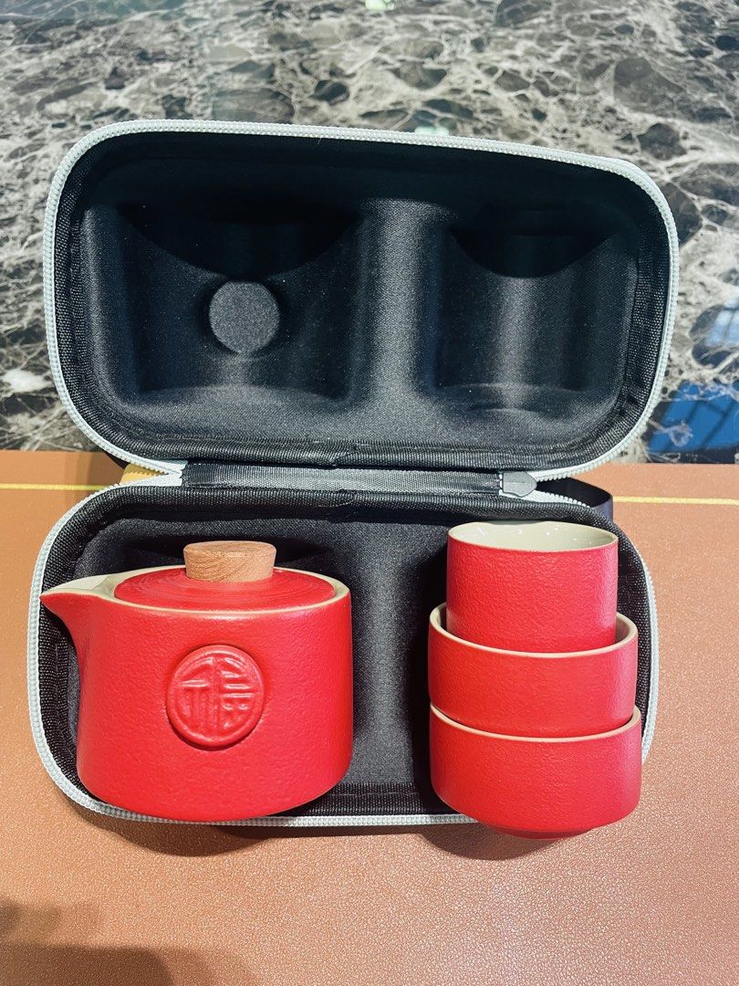 [Brand New] Portable Ceramic Tea Set with Travel Case