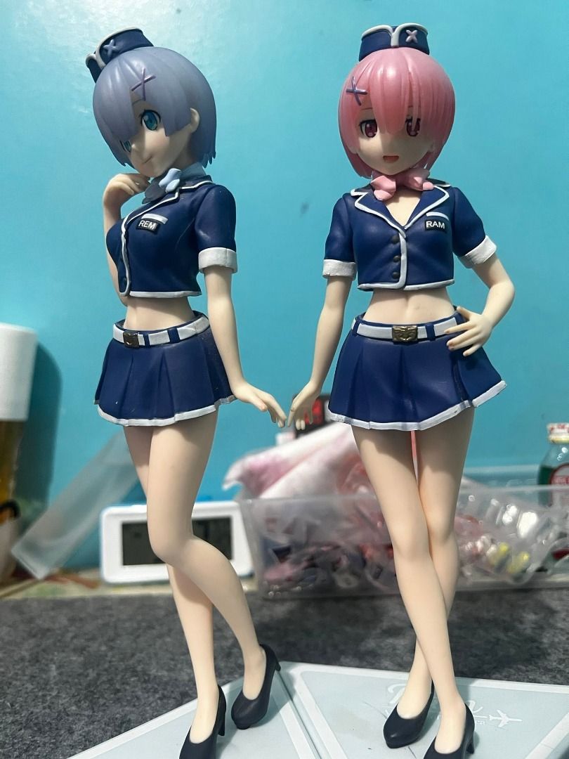 Rem & Ram Anime Figures - Re:Zero Maid & Pilot Outfits (Category: Figurines & Statues) located in Caloocan City. Submitted by kanashiii_kana (Listing ID 1446342543, Image 2). Description: - Set of Rem and Ram figures from Re:Zero - Includes maid outfits - Includes pilot/stewardess outfits - Displayed carefully, no major flaws noted - Selling as a set - Perfect for collectors Bought from Japan.