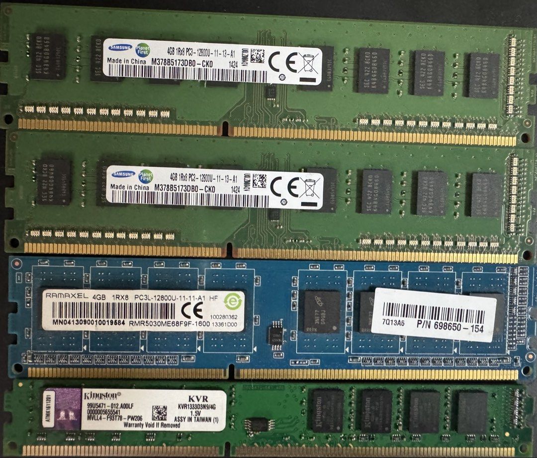 Samsung, Ramaxel, Kingston DDR3 RAM Modules