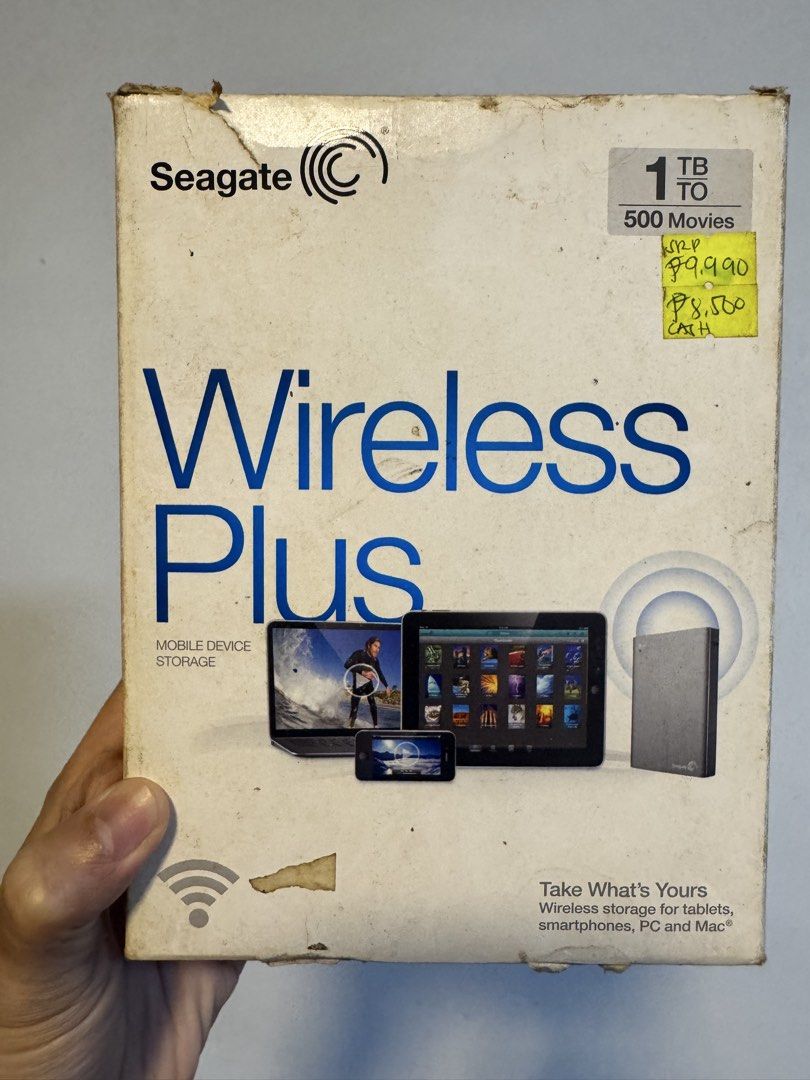 Seagate Wireless Plus 1TB Mobile Device Storage (Category: Hard Disks & Thumbdrives) located in San Juan City. Submitted by saristoreonline (Listing ID 1446172446, Image 1). Description: - Seagate Wireless Plus 1TB: Your portable storage solution. - Connects wirelessly via Wi-Fi to smartphones, tablets, PCs, and Macs. - Long-lasting battery: Up to 10 hours of use. - Stream content to multiple users simultaneously. - AirPlay compatible for easy st