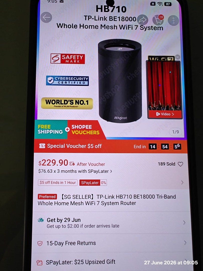 SEALED- TP-Link HB710 BE18000 Whole Home Mesh WiFi 7 System