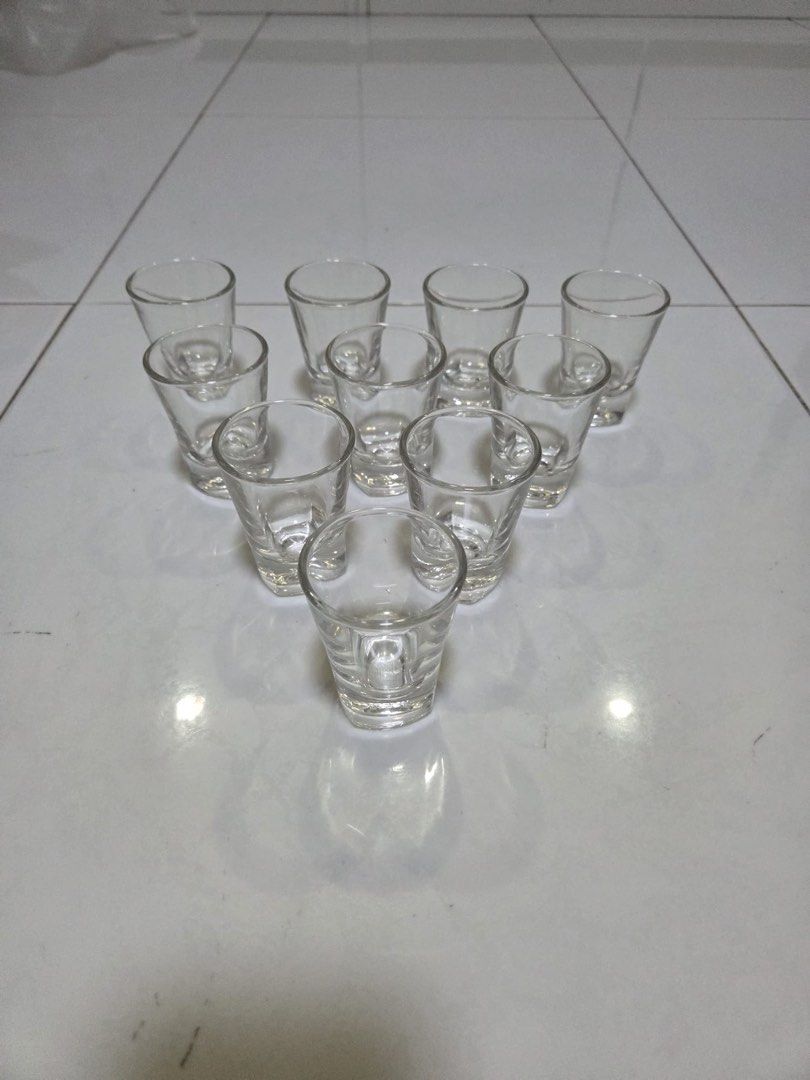 Set of 10 Clear Glass Mini Glasses