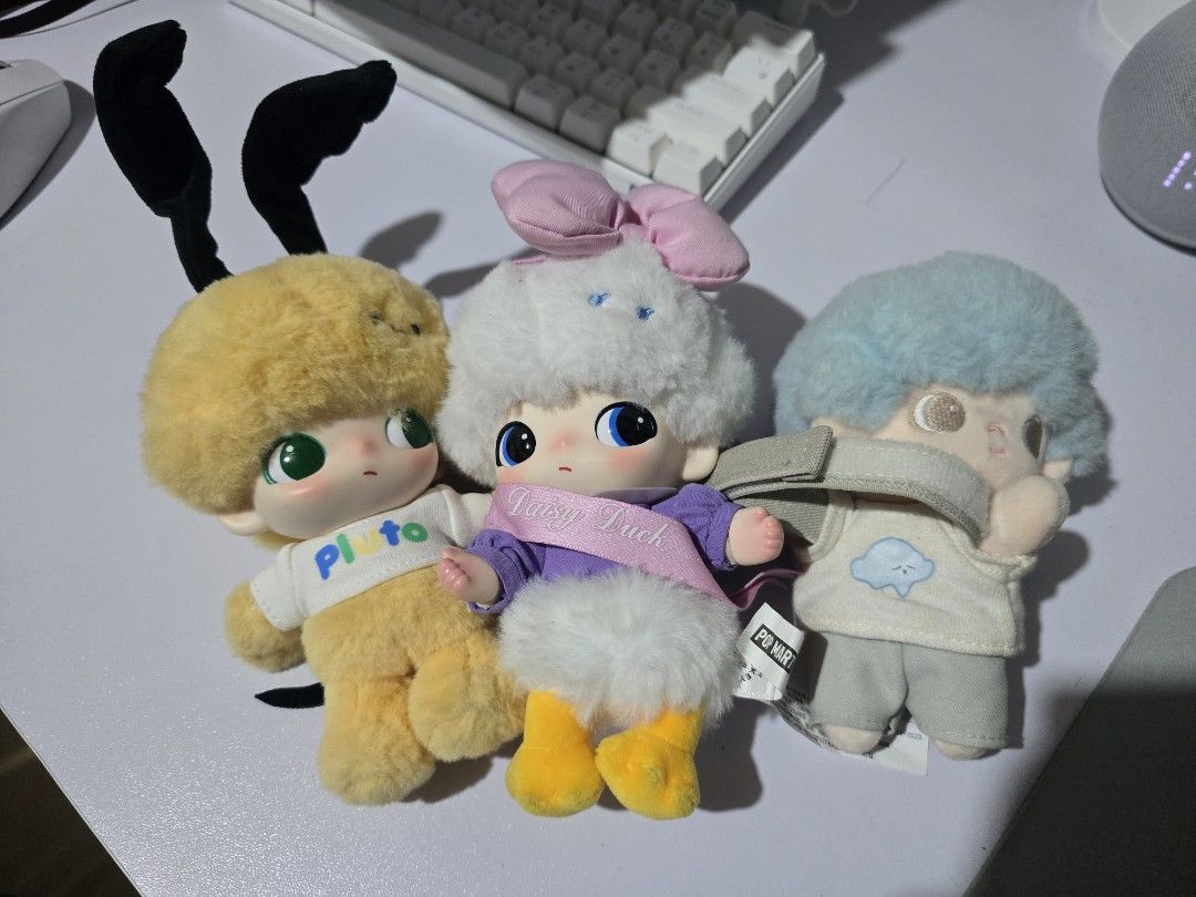 Set of 3 Dimoo Plushies (Category: Plushies & Soft Toys) located in Bocaue. Submitted by _prlvd (Listing ID 1446207817, Image 1). Description: -Selling as set only -Non-negotiable -2k + sf (jnt or lalamove).