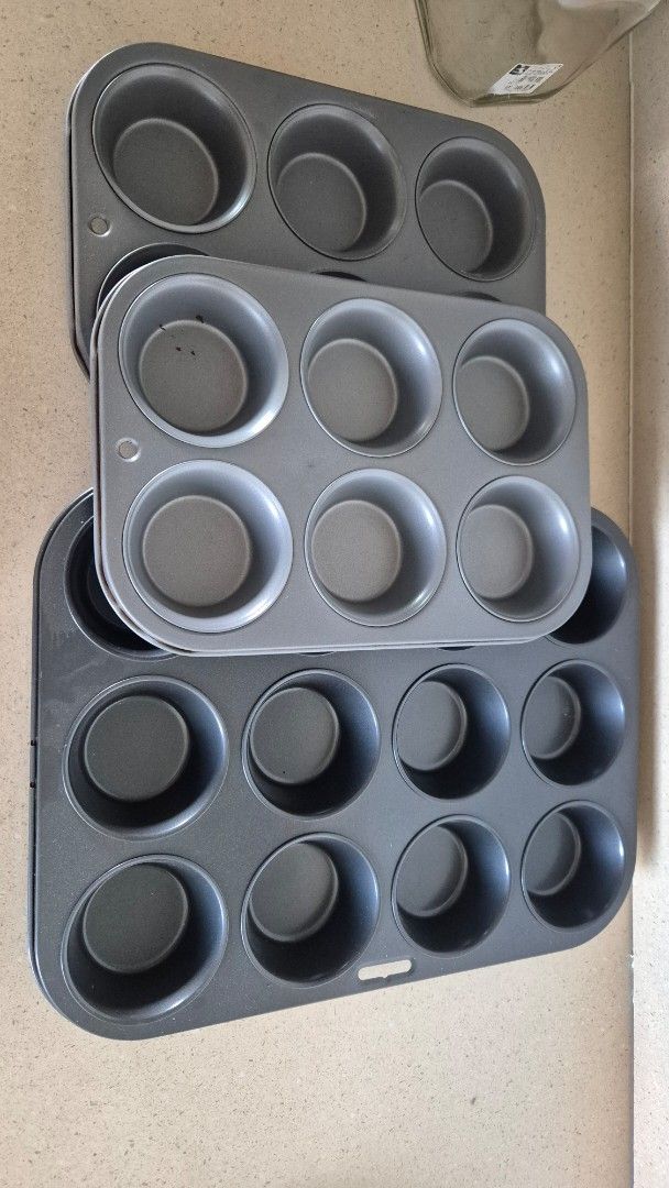 Set of 3 Muffin Tins - 6, 6, and 12 Cup