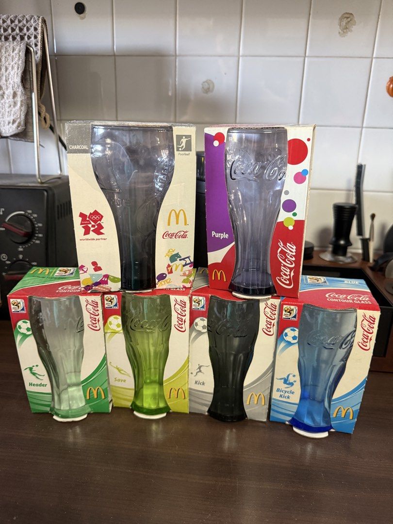 Set of 6 Coca-Cola McDonald's Glasses - Various Colors