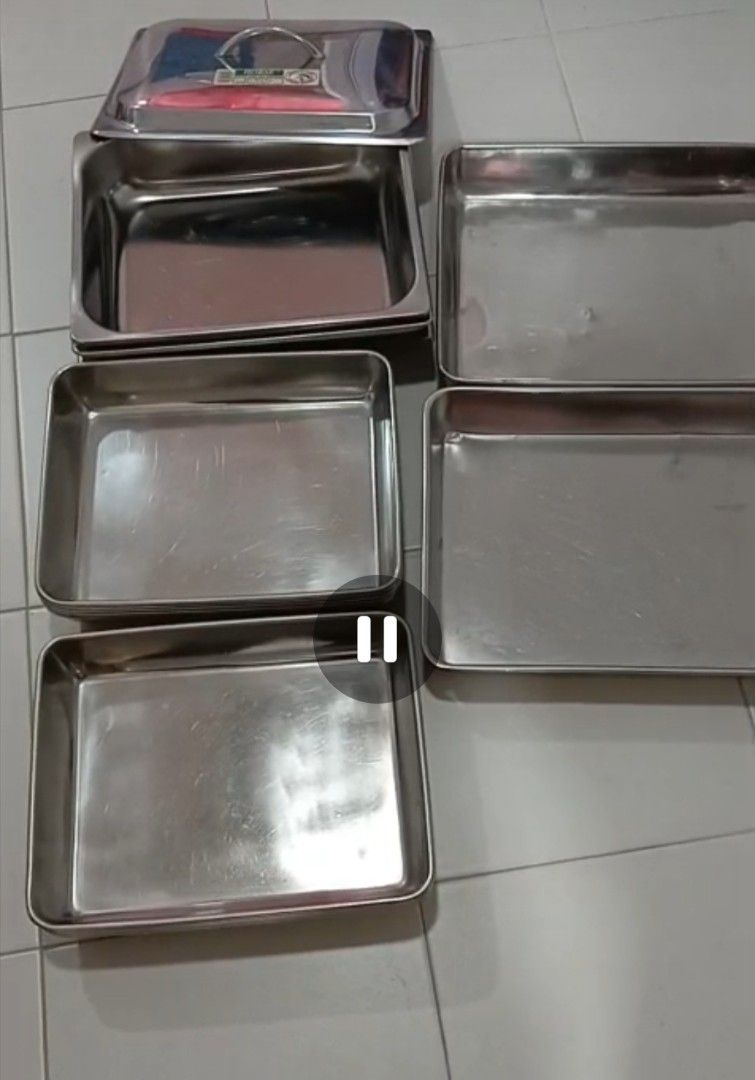 Set of 7 Stainless Steel Trays and 1 Lid