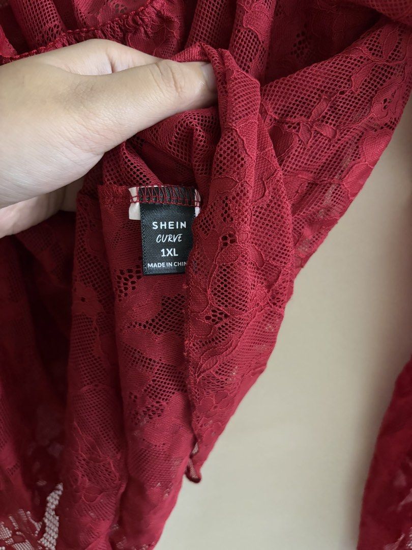 Sheer Lace Off Shoulder Blouse (Category: Blouses) located in Manila. Submitted by declutterpony (Listing ID 1446256237, Image 2). Description: Orig price: 340 RFS: not my size anymore 1XL SHEIN.
