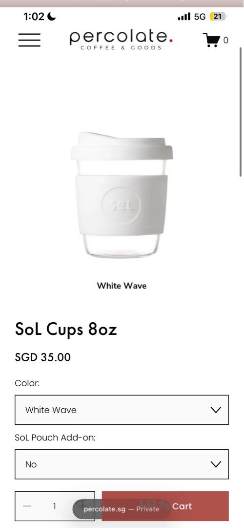SoL Cups 8oz White Wave Reusable Glass Coffee Cup494335368365363200