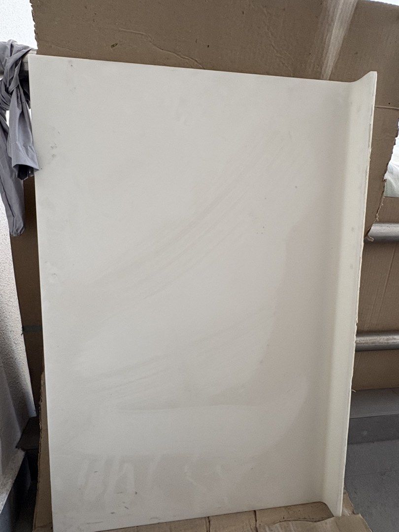 Solid surface counter top (Category: Bathroom & Kitchen Fixtures) located in Singapore. Submitted by germanshepherd (Listing ID 1446223457, Image 1). Description: Cut out of solid surface top glued to a wooden board. Approx measurements Length 91 cm Depth 60.5 cm Thickness of solid surf 1 cm Colour is slightly off white I don’t even remember where I got this from! It is heavy and you’ll need your own transport. Pickup is near 7 Haig Rd. Pls menti
