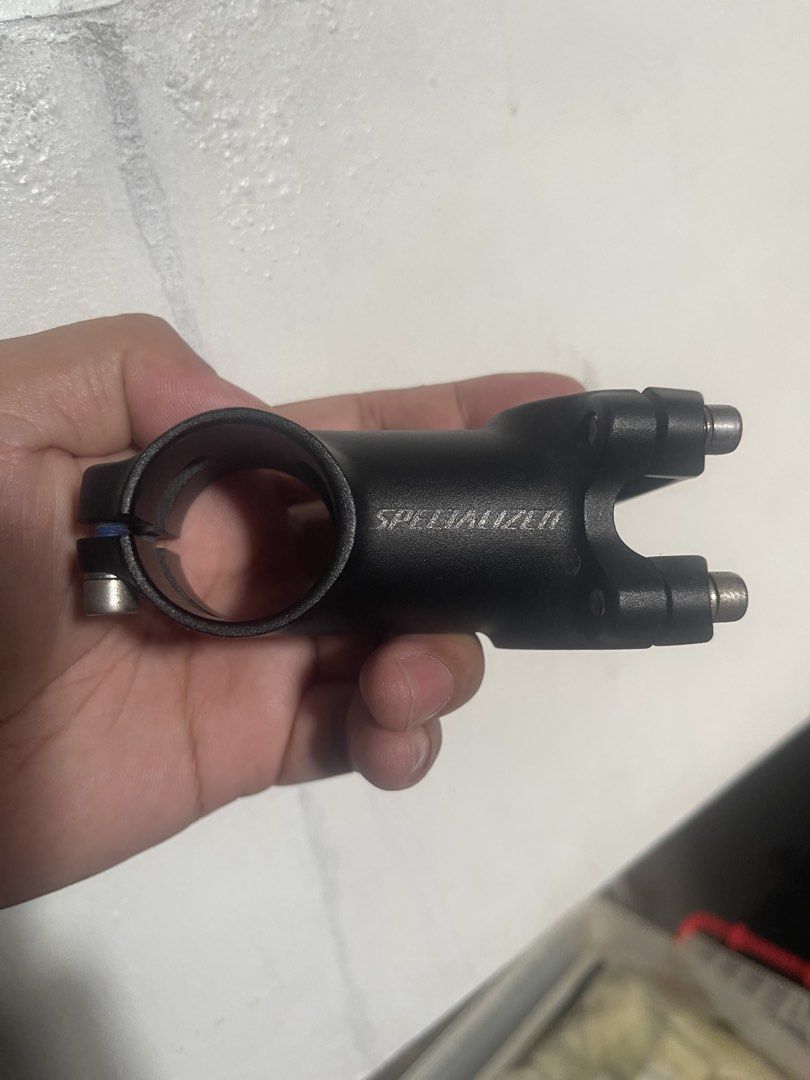 Specialized Bicycle Stem (Category: Bicycles) located in Manila. Submitted by ton1006 (Listing ID 1446300577, Image 1). Description: - Black Specialized bicycle stem - 60mm length, +/-6 raise - Standard clamp diameter - Ready for installation.