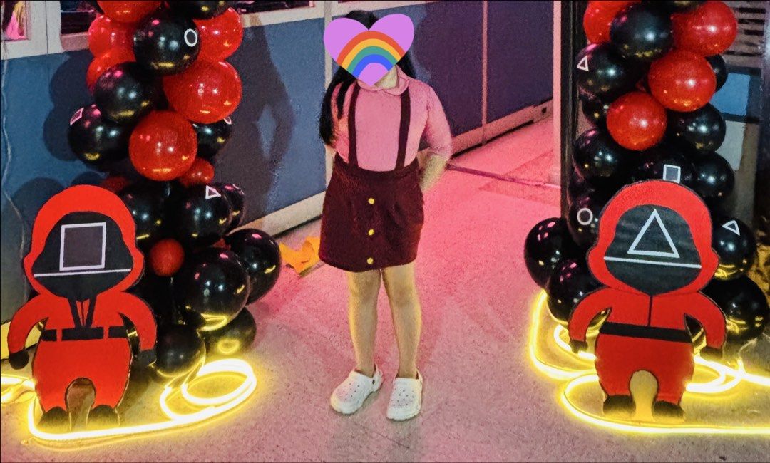 Squid game costume girl (Category: Babies & Kids Fashion) located in Manila. Submitted by declutter_mom_ (Listing ID 1446242811, Image 1). Description: Only used once in a halloween event Top and skirt included for 5-6T .