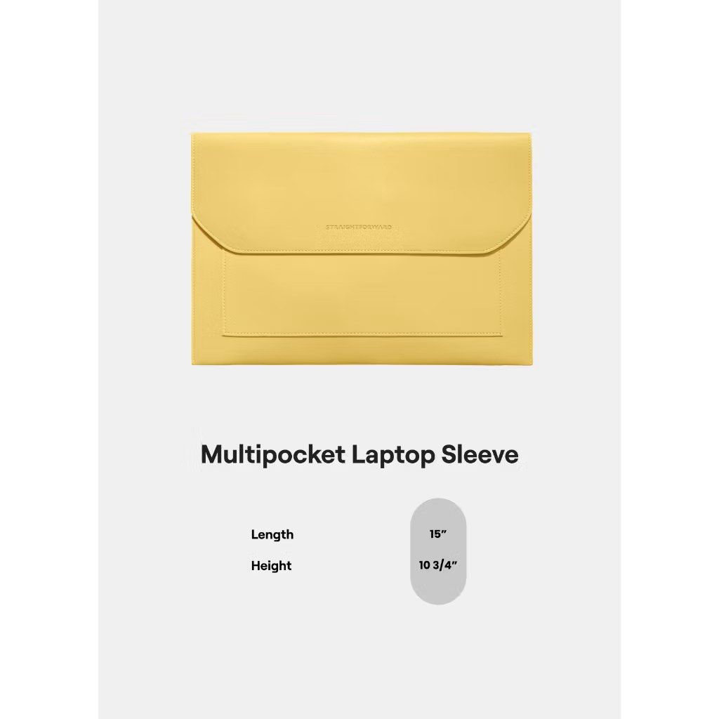 STRAIGHTFORWARD Multipocket Laptop Sleeve 15" Black (Category: Laptop Bags & Sleeves) located in Las Pinas. Submitted by famxtan (Listing ID 1446198494, Image 1). Description: - black multipocket laptop sleeve - Fits laptops up to 13” (best fit) - Multiple pockets for phone, notebook, headphones, etc. - Made from leather material - Secure snap button closure.