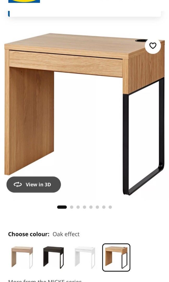 Study table (Category: Tables & Sets) located in Meycauayan. Submitted by marygracecasimiro (Listing ID 1446339974, Image 1). Description: IKEA Micke Desk, Office / Stuby Table w/ Drawer ORIGINAL IKEA PRODUCT!!! Price : 6900 ✅ 29L x 20W x 29H inches In VERY good condition 💚.