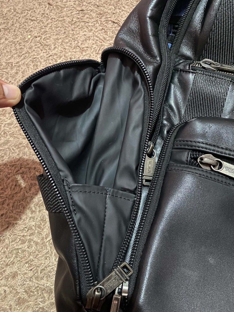 TUMI Alpha Bravo Sheppard Deluxe Brief Pack Laptop Leather Backpack (Category: Backpacks) located in Ozamiz City. Submitted by JuanPick (Listing ID 1446229107, Image 3). Description: Very Good Condition Leather Tags Can Fit 15" Laptop Cracks on the Leather.