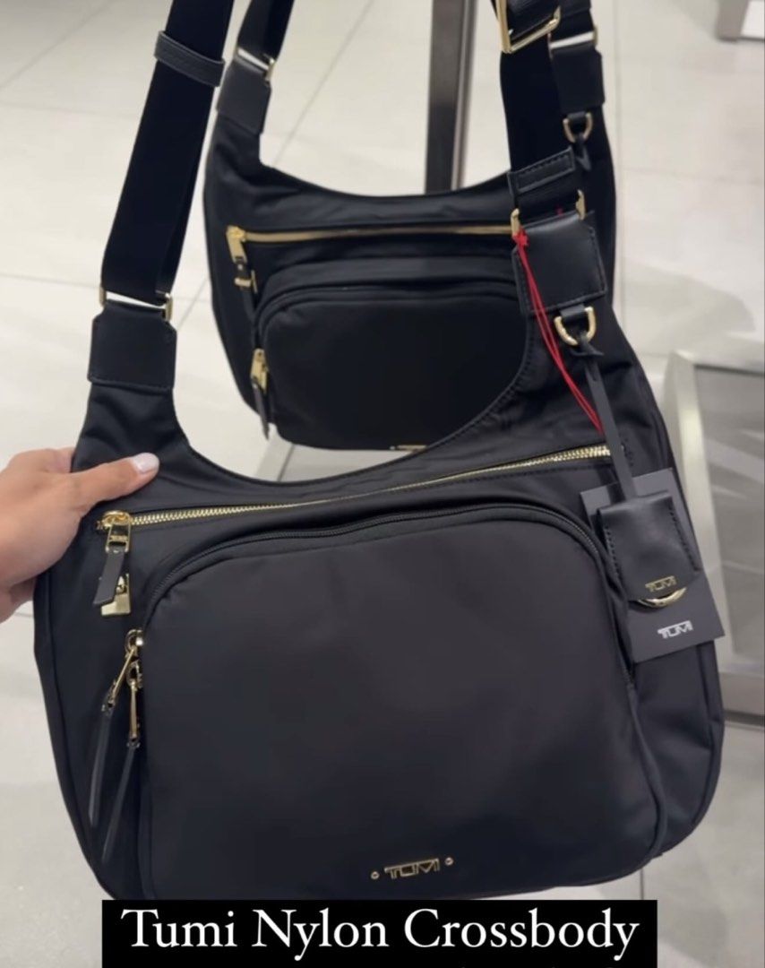 Tumi Sutton Crossbody Nylon Black (Category: Luxury Bags & Wallets) located in San Pedro. Submitted by chichingscloset (Listing ID 1446281039, Image 1). Description: Preloved but well loved No issues, No flaws Original with card and receipts Bought in USA🇺🇸 12.75" x 12.5" x 3 With 3 pockets inside With 1pocket at the back of bag With zipper pocket infront Loc: San Pedro, Laguna.
