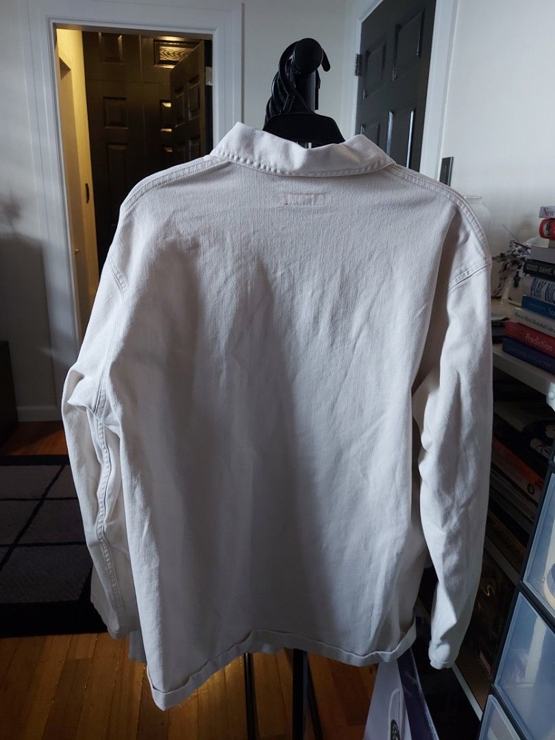 Uniqlo Denim Work Jacket in Cream (Category: Coats, Jackets and Outerwear) located in Paranaque City. Submitted by peppita (Listing ID 1446228182, Image 3). Description: Selling for my boyfriend LxW: 29x20in 🌺 LAST PRICE POSTED 🌺 No Sh0pee checkout 🌺 No when worn photos unless already posted 🌺 2 day reservation only 🌺 MOP: GCash, Maya Zara Mango H&M Guess.