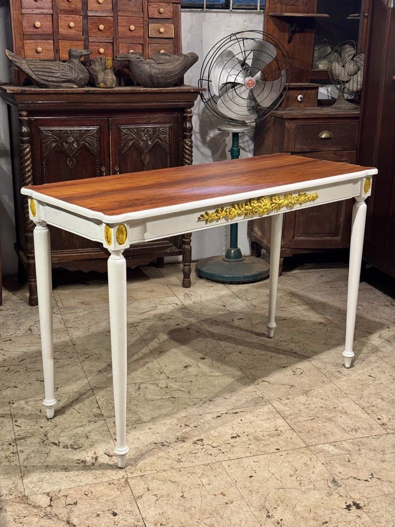 Vintage Narra Console Table (Category: Tables & Sets) located in Manila. Submitted by sinaunang_gamit (Listing ID 1446171686, Image 1). Description: Vintage Narra Console Table Length: 48 inches Height: 32 inches Width: 20 inches Solid Narra ₱9k.