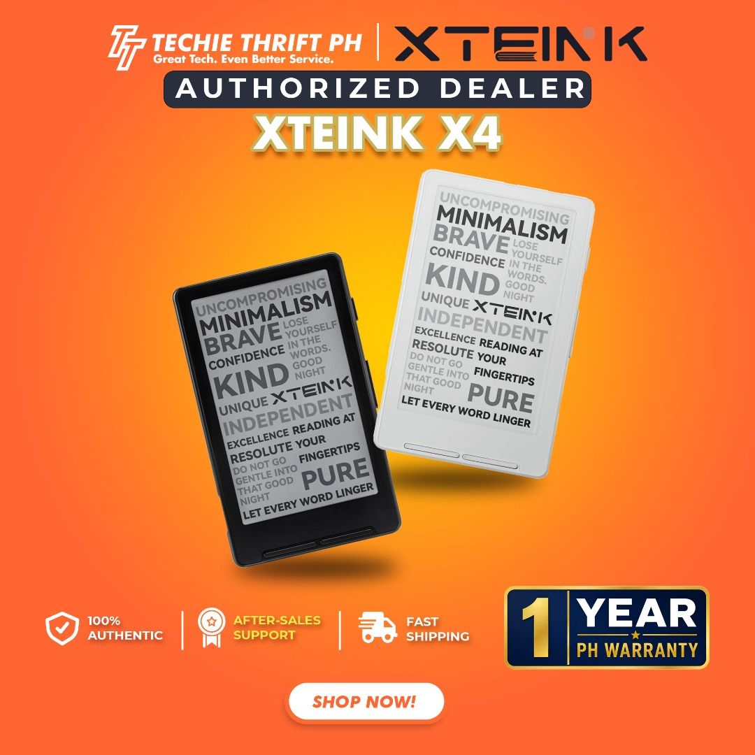 XTEINK X4 [GLOBAL VERSION] E-Book Reader, 4.3" Portable Pocket E-Ink eReader with Physical Page-Turn Buttons (Category: E-Readers) located in Quezon City. Submitted by jerreyess (Listing ID 1434918812, Image 1). Description: XTEINK X4 E-Book Reader, 4.3" Portable Pocket E-Ink eReader with Physical Page-Turn Buttons Black - 3,890 White - 3,890 *Please note that this is the Global/International Version, as sold on the official Xteink website. This 