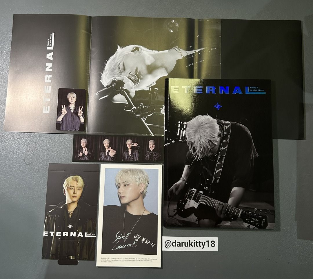 Young K - Eternal [1st Mini Album] Ver. B (Category: CDs & DVDs) located in Manila. Submitted by darukitty182 (Listing ID 1446314370, Image 1). Description: - all except poster and paper stand, with POB - unsealed, mint.