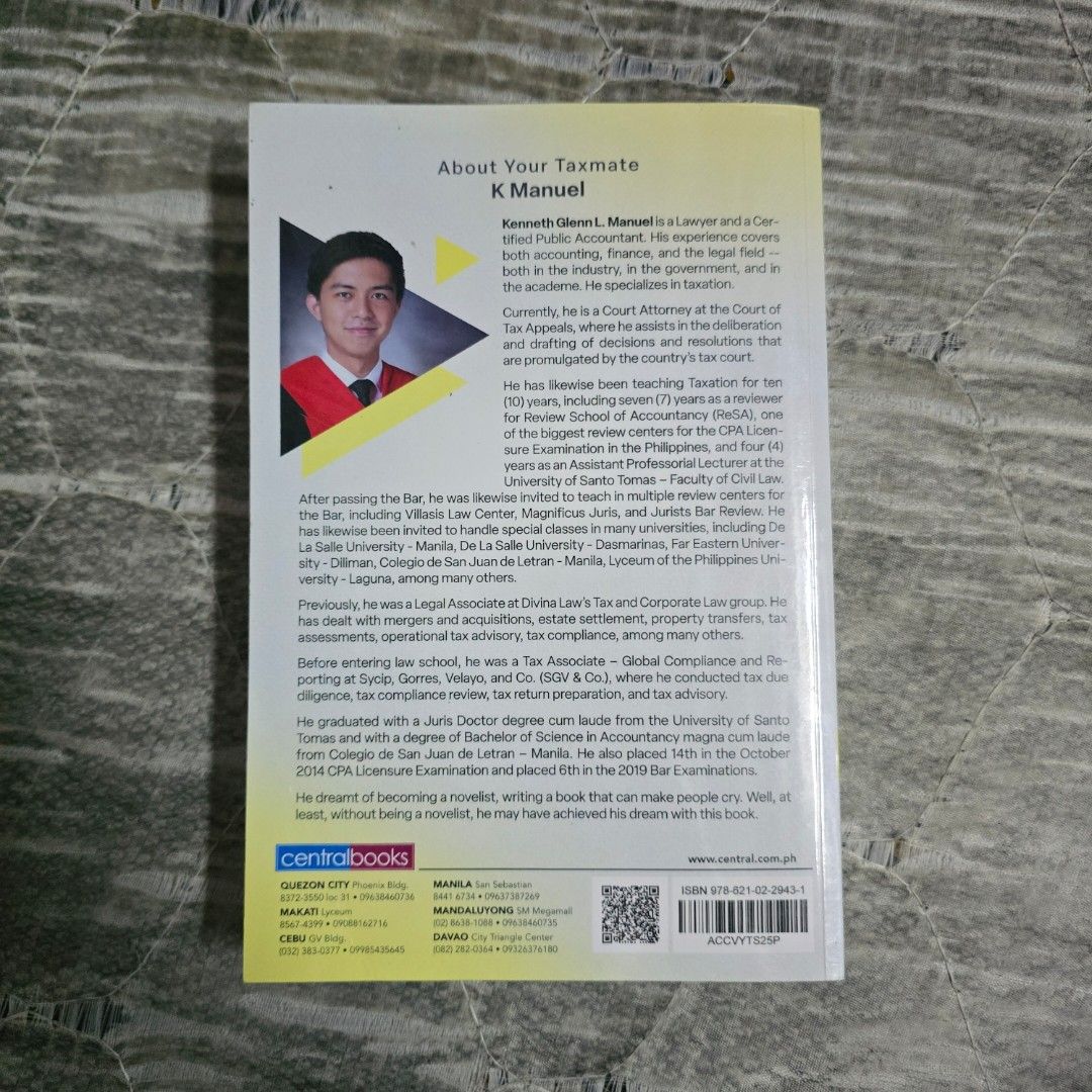 Your Taxmate Says: Accountant's Version (2025) by Manuel (Category: Textbooks) located in Mandaluyong City. Submitted by hrld15 (Listing ID 1446242573, Image 3). Description: Your Taxmate Says: Accountant's Version (2025) by Manuel 1200 ● Unused ● with Plastic Cover ● No writings or any highlights.