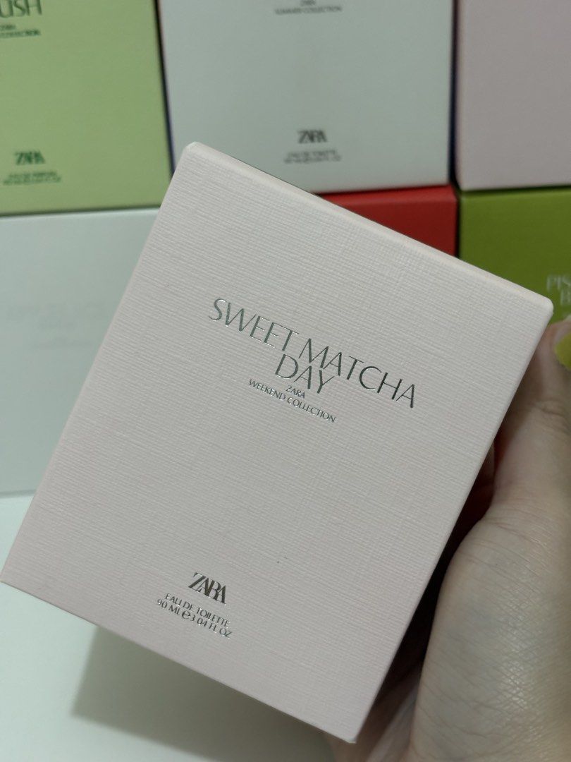 Zara Perfume Collection (Category: Fragrance & Deodorants) located in Cainta. Submitted by chickenmamidoodle (Listing ID 1446306901, Image 3). Description: - Zara Perfume Collection - 90ml bottles - Available Scents: Sweet Matcha Day, Wonder Rose, Applejuice Crush, Applejuice Slimmer, Strawberry Dress below SRP 995 each onhand .
