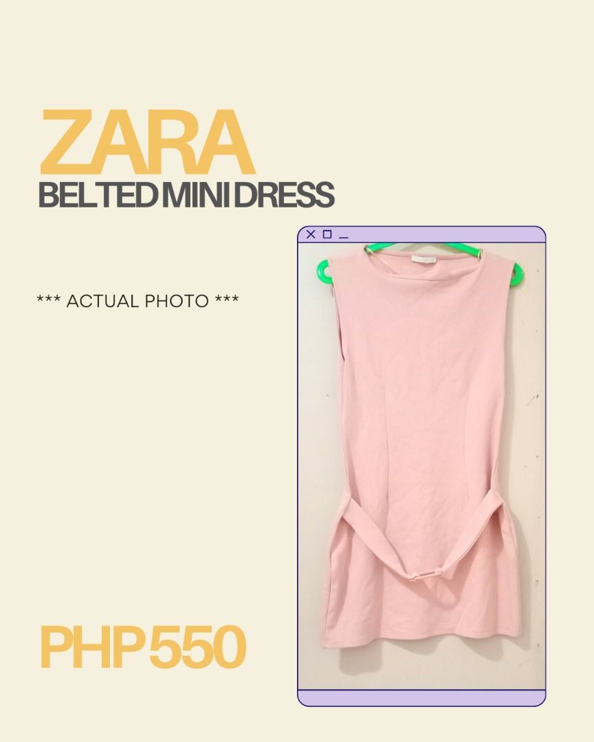 ZARA Pink Belted Mini Dress (Category: Dresses) located in General Trias. Submitted by misspasabaeph (Listing ID 1446266999, Image 3). Description: - Pink Zara Belted Mini Dress - Sleeveless with round neckline - Brand new, never worn LOCATION: General Trias, Cavite SHIPPING: Gogo Express/ J&T / Lalamove (if near) c/o BUYER.