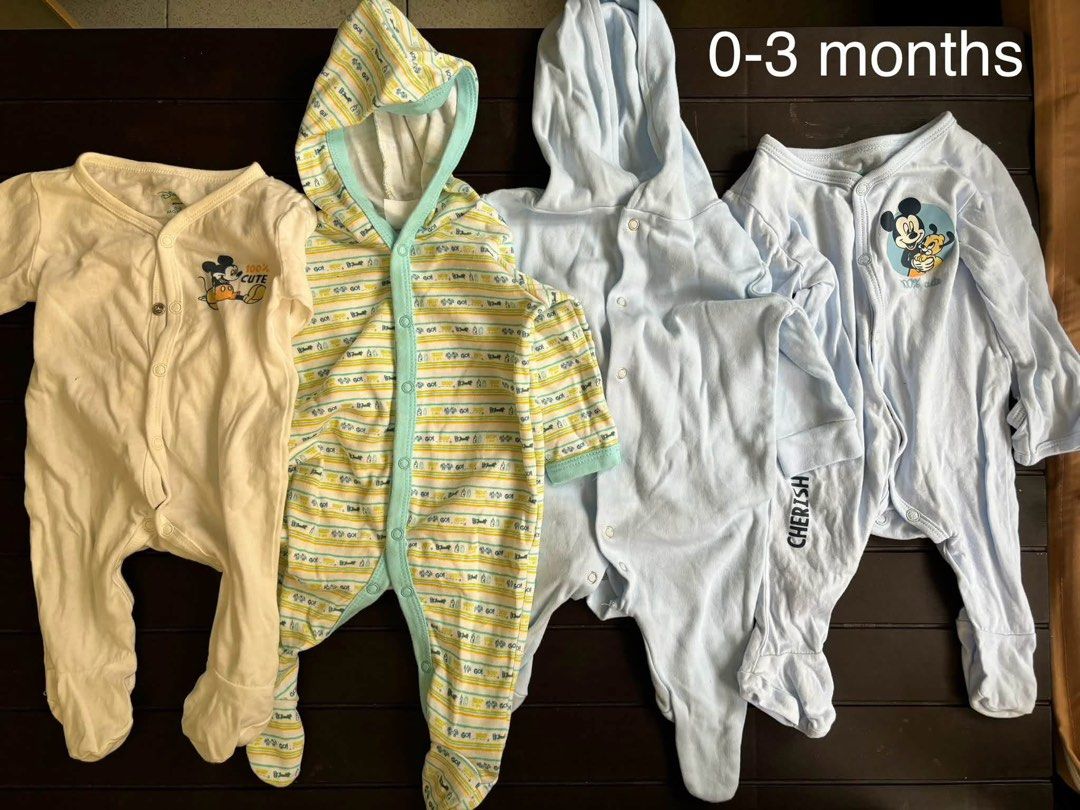 0-3 Months Baby Clothes Bundle - Bodysuits, Rompers, Pants (Category: Babies & Kids Fashion) located in San Pablo. Submitted by closetdeclutter___ (Listing ID 1446456376, Image 2). Description: - Bundle of baby clothes for 0-3 months. - All items are clean. - Bought from SM dept. store (Baby Company) .