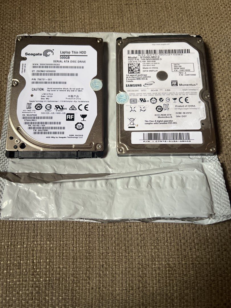 2x 500GB Laptop HDDs - Seagate & Samsung