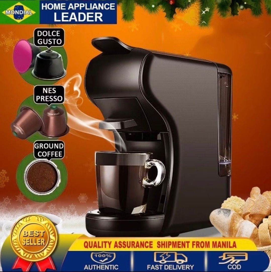 3-in-1 Coffee Machine: Nespresso, Dolce Gusto, Ground Coffee (Category: Coffee Machines & Makers) located in Pasay City. Submitted by jninordnz (Listing ID 1446358764, Image 2). Description: RUSH SALE ‼️‼️‼️ Orig price 2,400. Rfs: Got a new bigger coffee machine. MOD: cash/gcash/bank transfer Pick up or delivery - BACOOR CAVITE LOC. Versatile 3-in-1 coffee machine - Compatible with Nespresso, Dolce Gusto, and ground coffee - BPA-free water tank f