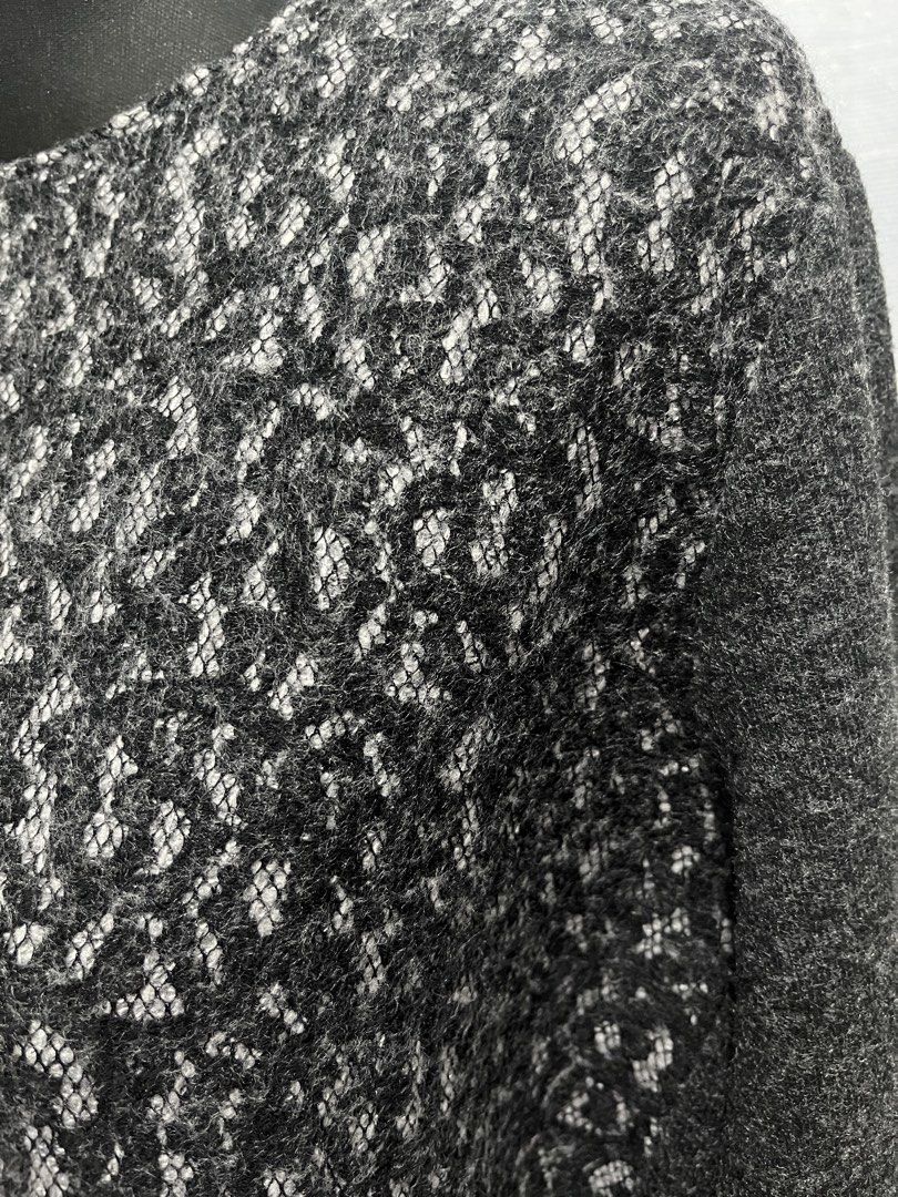 3xALPHA CUBIC Grey Knit Dress with Textured lace leopard pattern (Category: Dresses) located in Calamba. Submitted by shopatkeybs (Listing ID 1446452849, Image 2). Description: - Long-sleeved grey knit dress - Textured pattern on front leopard lace design Size Chest: 50” Length from shoulder line= 39”.