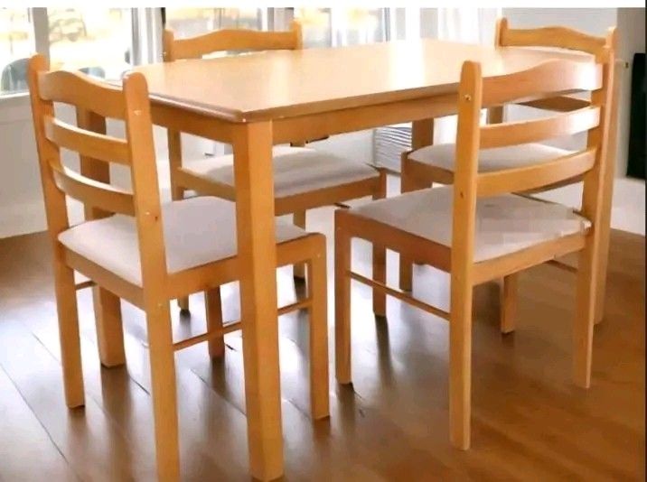 4 Seater Wooden Dining Table and Chairs Set (Category: Tables & Sets) located in Manila. Submitted by morallosmariel2 (Listing ID 1446370783, Image 2). Description: ▪︎ Now Available Stock ▪︎ Brand new Item ▪︎ Ready To Deliver ▪︎ free Assemble / Installation ▪︎ On Hand / On Hand ▪︎ G cash Payment ▪︎ Bank transfer 09705024492 / 09460969894.