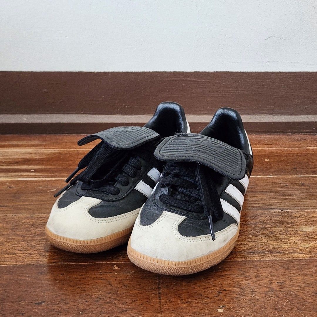 Adidas Samba LT Shoes Black White Grey (Category: Sneakers) located in San Juan City. Submitted by isaspins (Listing ID 1446397010, Image 3). Description: -Original! Bought in Japan -3 to 4 wears only -Price is negotiable! But please don't low ball -No box -Color: Core Black/Footwear White/Gold Met Upper -Material: Leather/Nubuck -Inner Material: Synthetic -Sole Material: Rubber -Heel Height: Low (0-5.5cm) -Shoe Width: Medium -Toe: Closed -Fasten