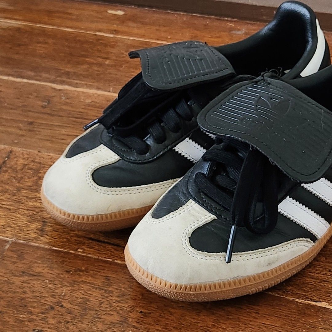 Adidas Samba LT Shoes Black White Grey (Category: Sneakers) located in San Juan City. Submitted by isaspins (Listing ID 1446397010, Image 2). Description: -Original! Bought in Japan -3 to 4 wears only -Price is negotiable! But please don't low ball -No box -Color: Core Black/Footwear White/Gold Met Upper -Material: Leather/Nubuck -Inner Material: Synthetic -Sole Material: Rubber -Heel Height: Low (0-5.5cm) -Shoe Width: Medium -Toe: Closed -Fasten