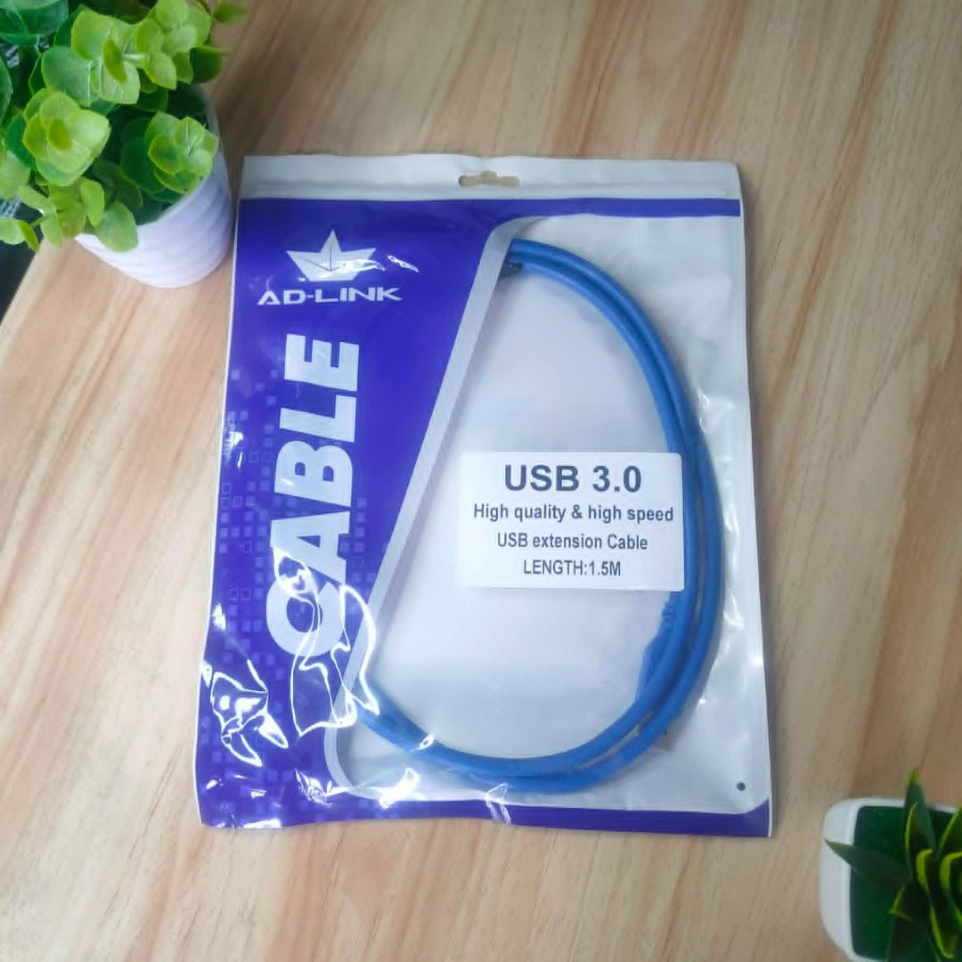 AD-LINK USB 3.0 Extension Cable (1.5M) (Category: Cables & Adaptors) located in Santa Maria. Submitted by victorioustech (Listing ID 1446369541, Image 1). Description: 🔌 Extend your USB connection without sacrificing speed! AD-LINK USB 3.0 Extension Cable (1.5M) 💰 Price: ₱120 ✅ USB 3.0 High-Speed Data Transfer ✅ 1.5 Meter Cable Length ✅ USB Type-A Male to Female ✅ Plug & Play ✅ Durable High-Quality Construction ✅ Compatible with USB 2.0 & USB 3