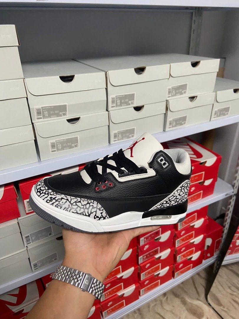 Air Jordan 3 Retro White Cement (Category: Sneakers) located in Manila. Submitted by marcodelat25489 (Listing ID 1444818847, Image 3). Description: - Classic Air Jordan 3s - White colorway - Grey elephant print accents - Red Jumpman logo on tongue - Ideal for sneaker collectors - Great for casual wear or streetwear looks.