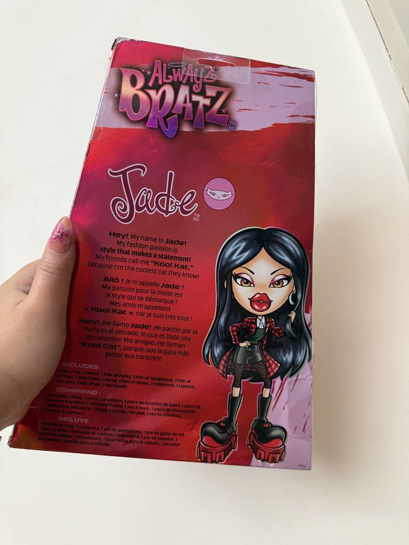 Alwayz Bratz Jade Doll (NRFB) (Category: Kids Toys) located in Quezon City. Submitted by mscheekyholic (Listing ID 1446511242, Image 3). Description: - Always Bratz Jade doll - Includes fashion accessories: poster, sunglasses, purse, brush, and more - Box shows some wear on the top edge - Ideal for Bratz collectors.