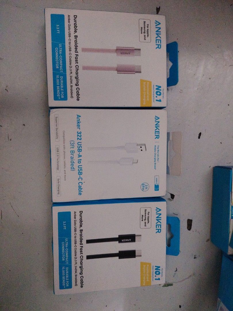 Anker cable (Category: Chargers & Cables) located in Manila. Submitted by lovesagadgets (Listing ID 1446368244, Image 3). Description: Anker Original connector 3ft Pink White Black Valenzuela area Pick up or lalamove sa malau.