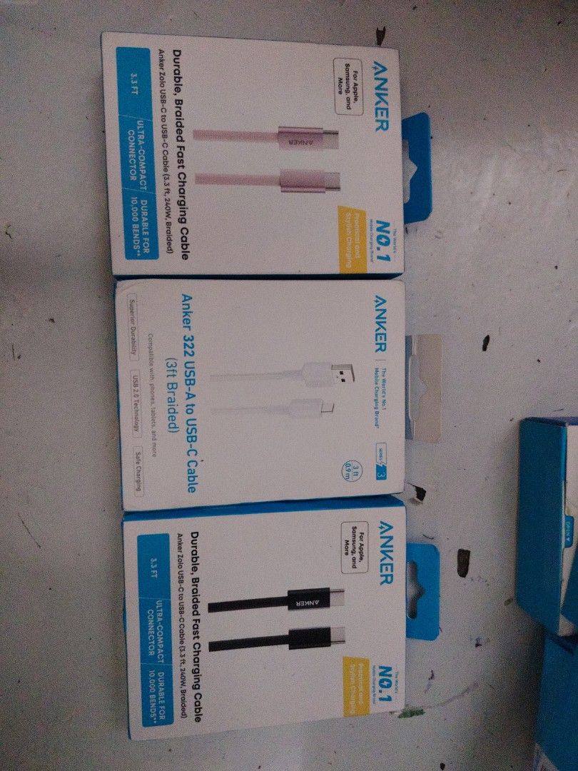 Anker cable (Category: Chargers & Cables) located in Manila. Submitted by lovesagadgets (Listing ID 1446368244, Image 1). Description: Anker Original connector 3ft Pink White Black Valenzuela area Pick up or lalamove sa malau.