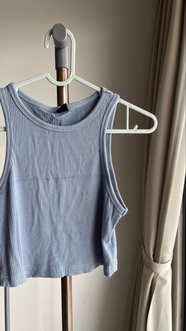 Baby Blue Crop top (Category: Blouses) located in Puchong. Submitted by tiny_resales (Listing ID 1446469455, Image 2). Description: - Comfy - condition still like new - Reason to sell cause its too tight for me - Dm for more info .
