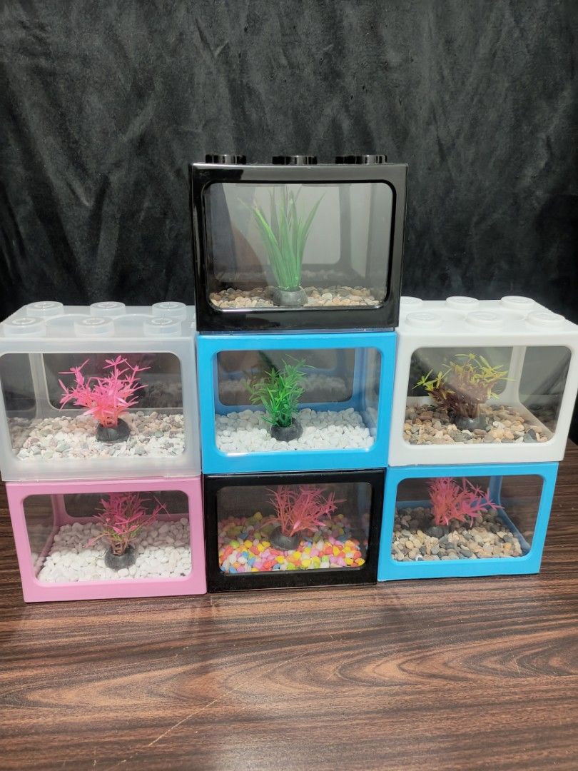 Betta Fish Tanks and Aquarium Plants (Category: Homes & Other Pet Accessories) located in Manila. Submitted by angelotadeo15 (Listing ID 1446359690, Image 3). Description: - Perfect for betta fish and aquarium enthusiasts! - Available tank styles: Clear acrylic, Black Lego-style, White Lego-style - Each tank includes decorative gravel and artificial plants - Some tanks come with a live betta fish! - Bundle of live aquarium plants also available -