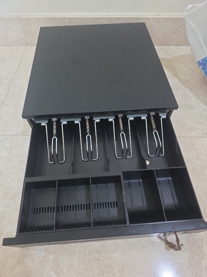 Black Cash Drawer with Key and Cable
