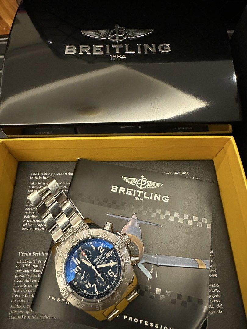 Breitling Avenger Skyland (Category: Luxury Watches) located in Manila. Submitted by adri0333 (Listing ID 1446493676, Image 1). Description: Breitling Avenger Skyland • 45mm Stainless Steel Case • Blue Dial • 9/10 Condition • Automatic Chronograph (Breitling Caliber 13) • 300M Water Resistance • Local AD • Complete Set Price: 255,000 (negotiable) Feel free to dm for more questions .