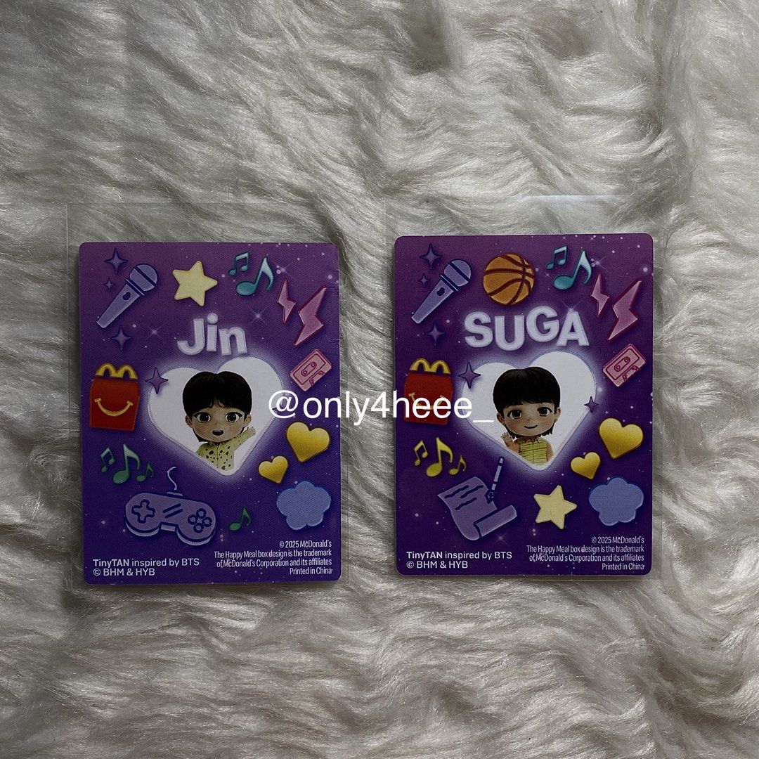 bts x mcdo collab suga and jin pc (Category: K-Wave Merchandise) located in Manila. Submitted by only4heee_ (Listing ID 1446524683, Image 2). Description: ✭－#𝙤𝙣𝙡𝙮4𝙝𝙚𝙚𝙨𝙚𝙡𝙡𝙨－༉‧₊˚✧ wts lfb ph bts army ph bts x mcdo collab suga and jin pc ↳ actual photo | dm for condition ↳ strictly payo only and no reservations ↳ onhand | can ship anytime ! — dm to claim! #mcdoxbts #army #jin #rm #suga #jhope #jimin #v #jungkook.
