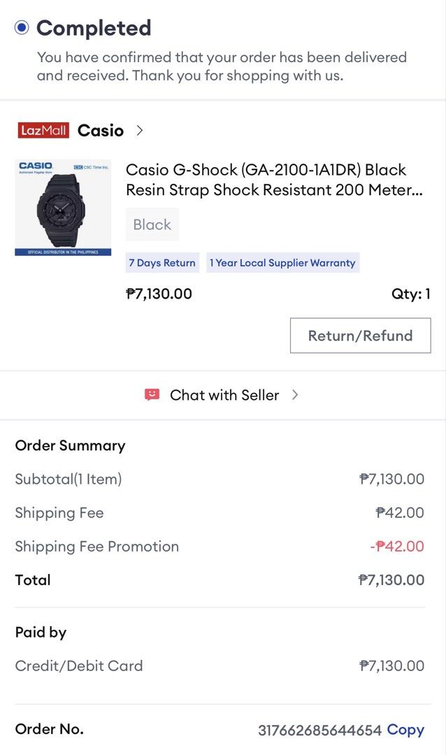 Casio "CasiOak" (GA-2100-1A1DR) (Category: Men's Watches) located in Rizal. Submitted by icedcoffee07 (Listing ID 1446424257, Image 3). Description: used less 10 times (2020 bought) newly replaced battery (6.28.26) rfs: decluttering complete tags,warranty etc. shipping fee (buyer’s expense).