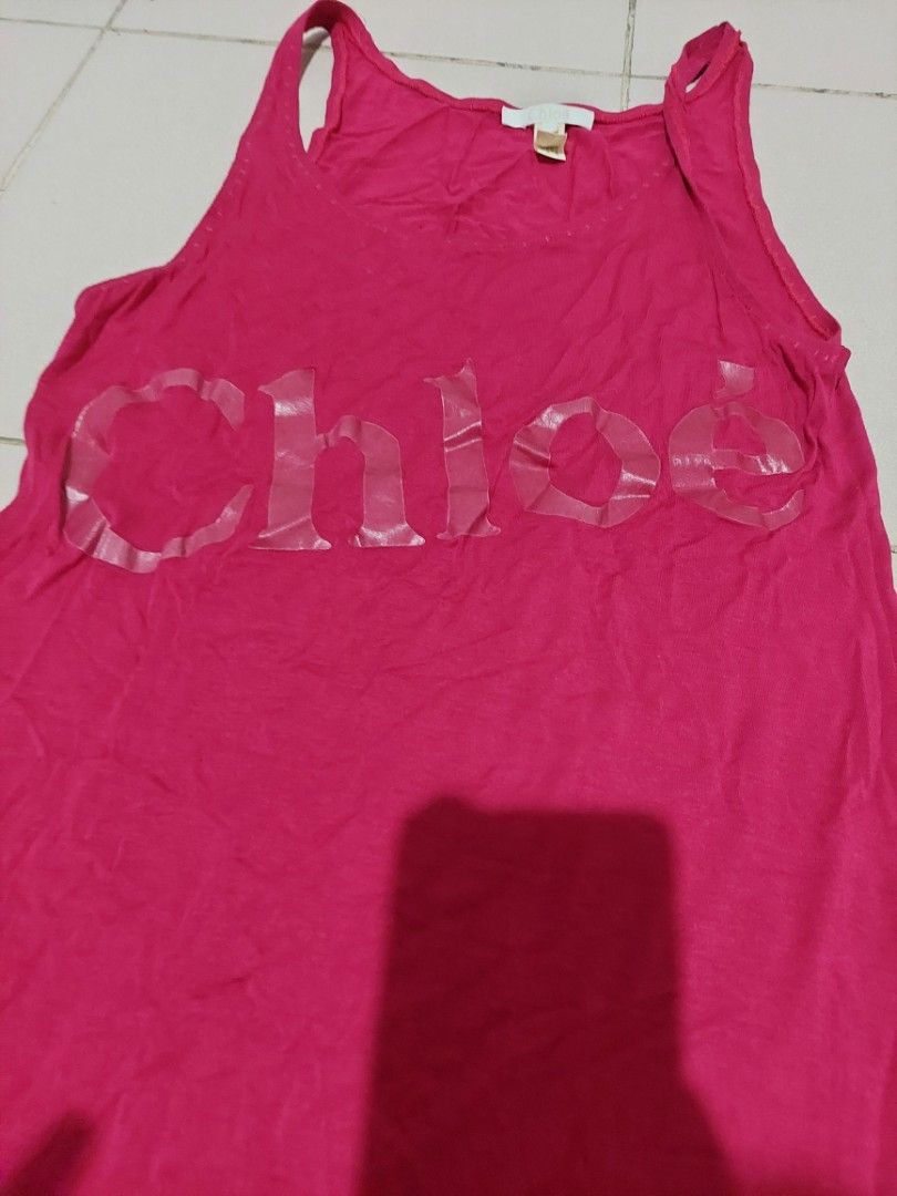 Chloe Pink Tank Dress (Category: Dresses) located in Quezon City. Submitted by ayaacinth (Listing ID 1446426623, Image 2). Description: - Authentic Chloe tank dress - Made in Italy - Material: 90% Rayon/Viscose, 10% Elastane - Features the Chloe logo across the chest - Ideal for casual wear.