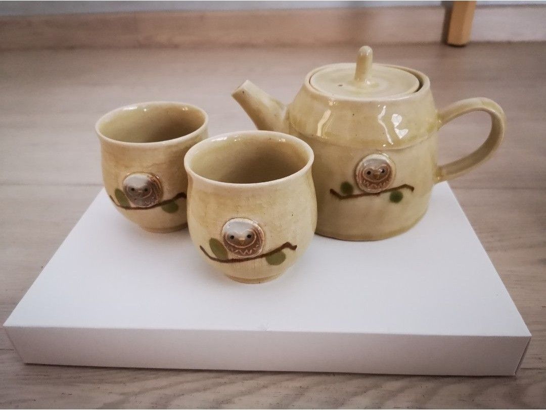 Cute Owl Ceramic Teapot and Cups Set