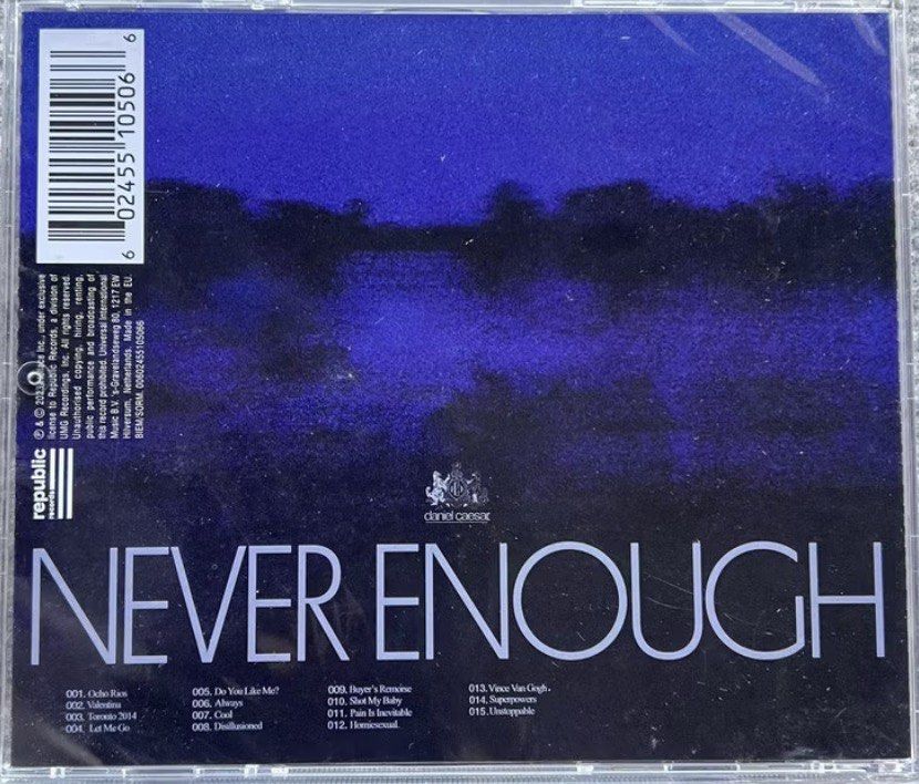 Daniel Caesar : Never Enough (Category: CDs & DVDs) located in Singapore. Submitted by cdplus (Listing ID 1446367934, Image 2). Description: Free Mailing with any 3 items Purchased .
