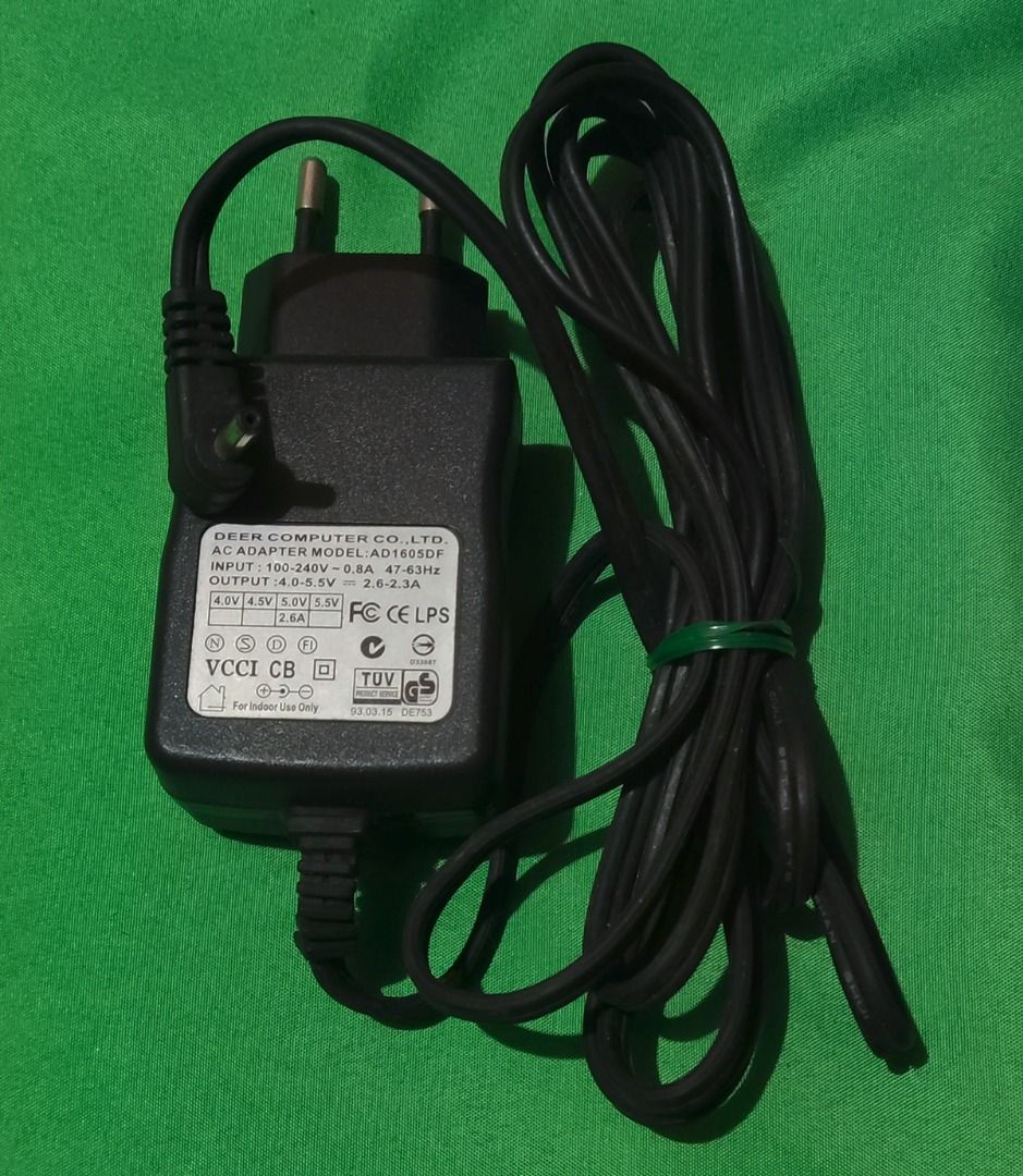 DEER COMPUTER CO., LTD. AD1605DF AC Adapter (Category: Cables & Adaptors) located in Binan City. Submitted by enrivo (Listing ID 1446369177, Image 1). Description: - DEER Computer Co., Ltd. AC Adapter - Model: AD1605DF - Input: 100-240V~47-63Hz 0.8A - Adjustable Output: 4.0V, 4.5V, 5.0V, 5.5V -- 2.6-2.3A - For Indoor Use Only - Please verify your device's power requirements before purchase..