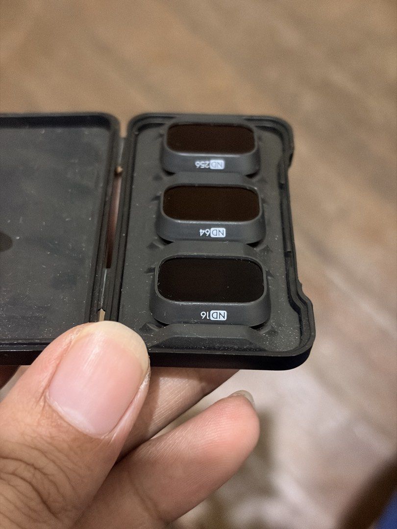DJI ND Filters for Drone Camera (Category: Drones) located in Manila. Submitted by knightto2112 (Listing ID 1446479388, Image 2). Description: - Set of 3 DJI ND Filters - Includes ND16, ND64, and ND256 - Achieve professional-looking drone footage - Control light effectively in different conditions - Designed to fit DJI drone mini 3 or mini 3 pro .