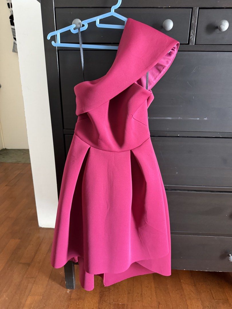 Doublewoot Pink One-Shoulder Cocktail Dress (Category: Dresses) located in Kuala Lumpur. Submitted by pinkyspt4 (Listing ID 1446367237, Image 1). Description: - Magenta one-shoulder dress - Pleated skirt for a fuller shape - side zip - Midi length - Ideal for parties and events.